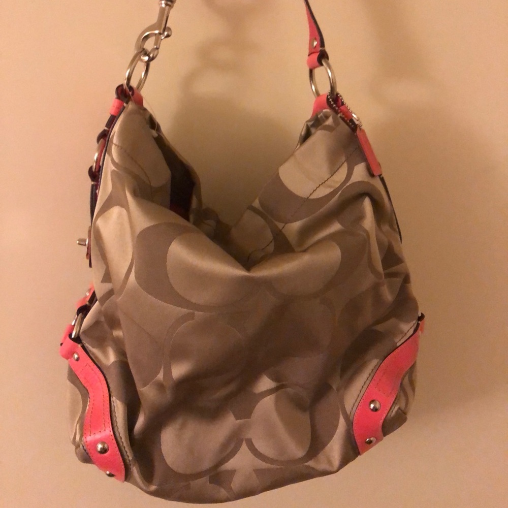 Coach bag with pink straps!!